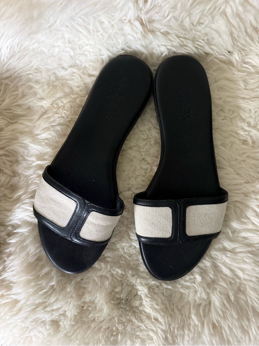 J. Crew Georgina Black leather and canvas Slide Sandals - Picture 2 of 4